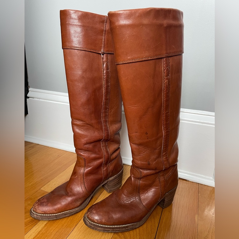 Vintage Frye Brown Leather Boots Sz 6.5 - Picture 3 of 9